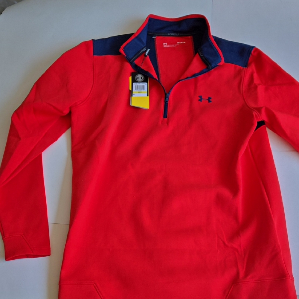 Under Armour Red and Navy Quarter-Zip Pullover